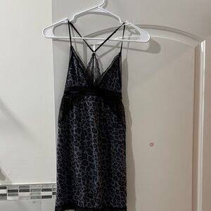 Victoria's Secret Black and Gray Leopard Chemise